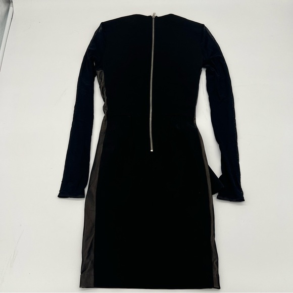 Torn by Ronny Kobo Black Long Mesh Sleeve Peplum Bodycon Dress Size Small - Picture 3 of 11